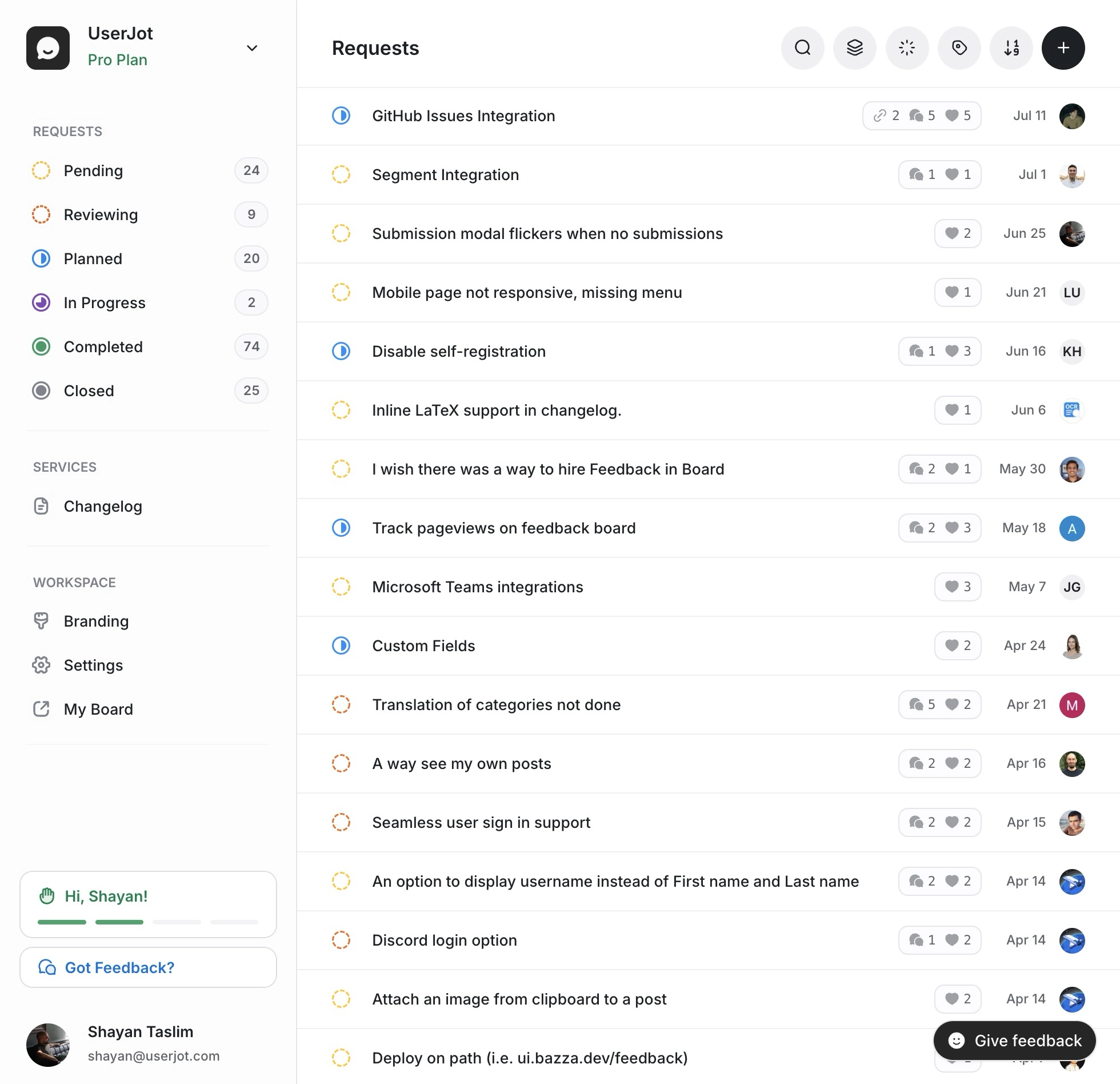 Customer Feedback Tools Dashboard